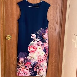 blue with floral design dress